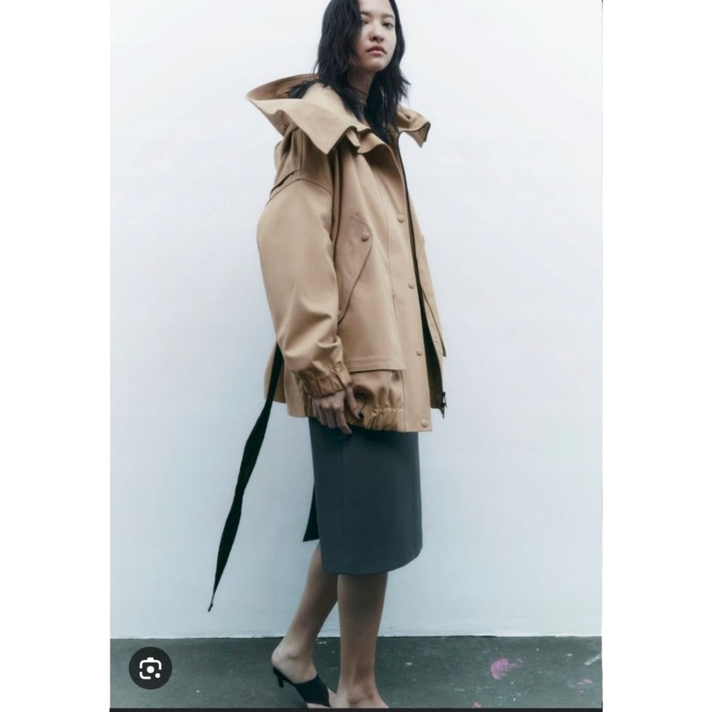 Zara Beige Utility Jacket with Hood